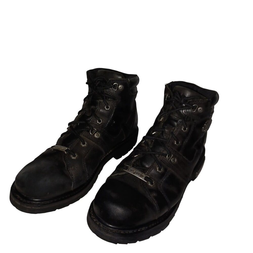 Harley-Davidson Mens Black Leather Ruskin Lace-Up Motorcycle Boots Size 11.5 M